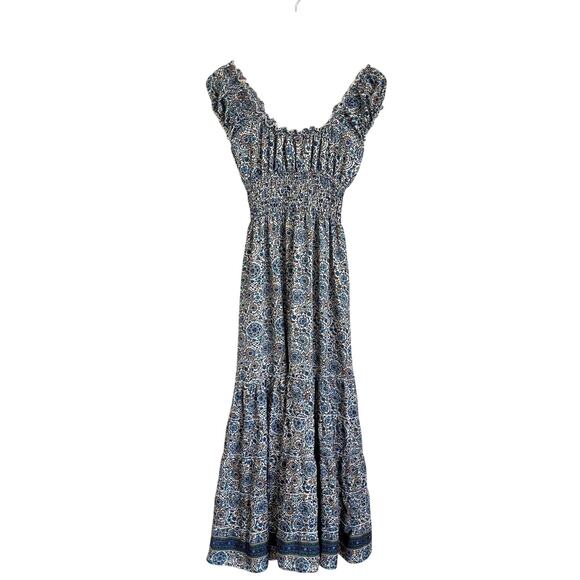 Anthropologie Boemo Boho Maxi Dress Size M Floral Peasant Tiered Smocking India - Picture 3 of 10